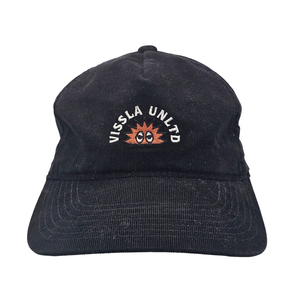 Vissla Strap Back Hat Surf Black Corduroy Baseball Cap Adjustable